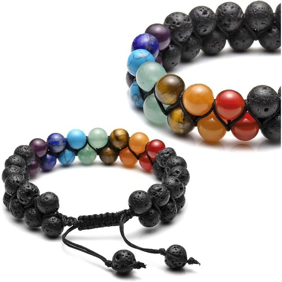 Lava Rock Stone Crystals Yoga Stone Bead Chakra Relax Bracelet for Womens Mens - Picture 4 of 8